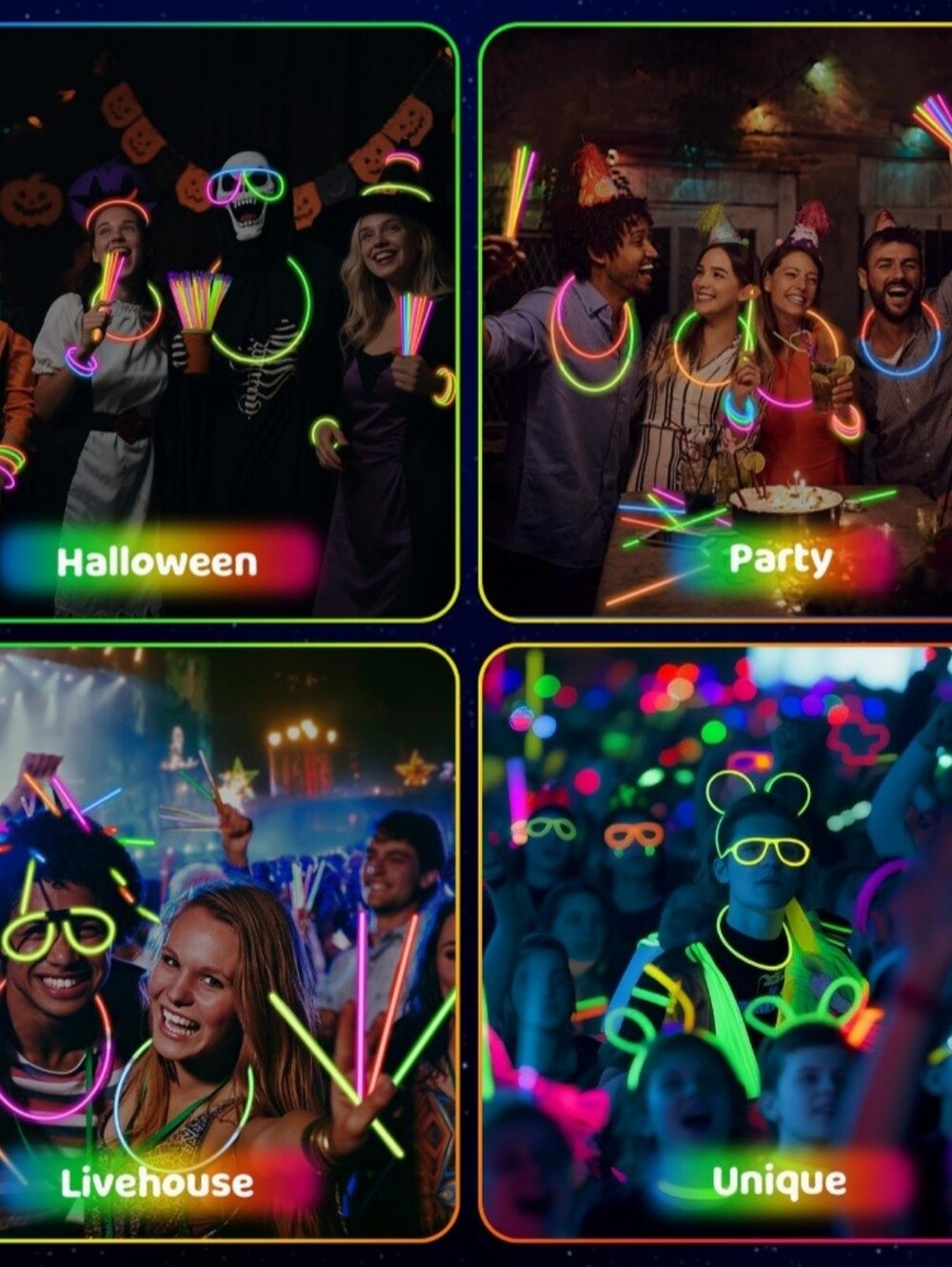 NWT 50pcs Glow Sticks Bulk Party Pack 8" Ultra Bright Bracelets Necklace